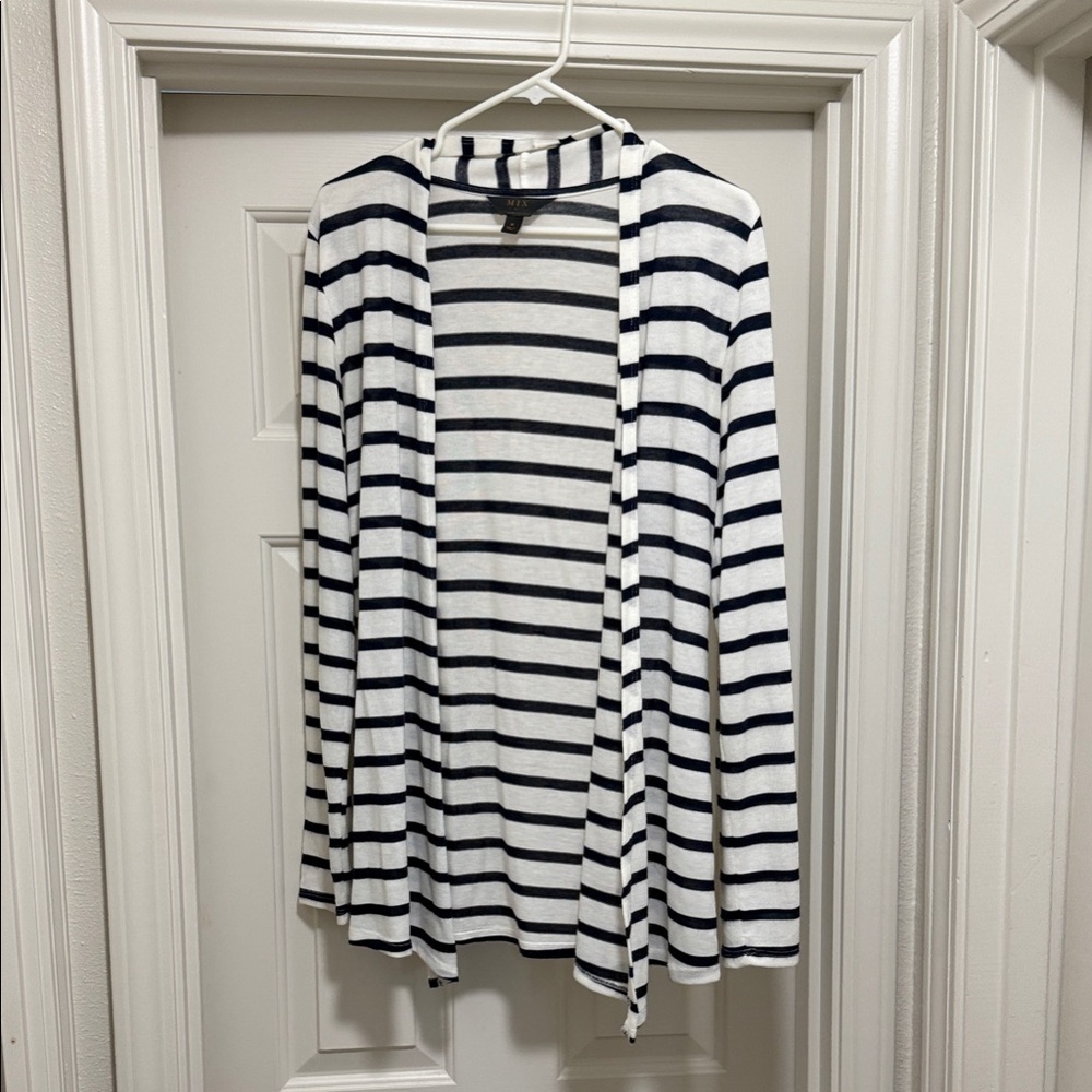 Striped Open-Front Cardigan